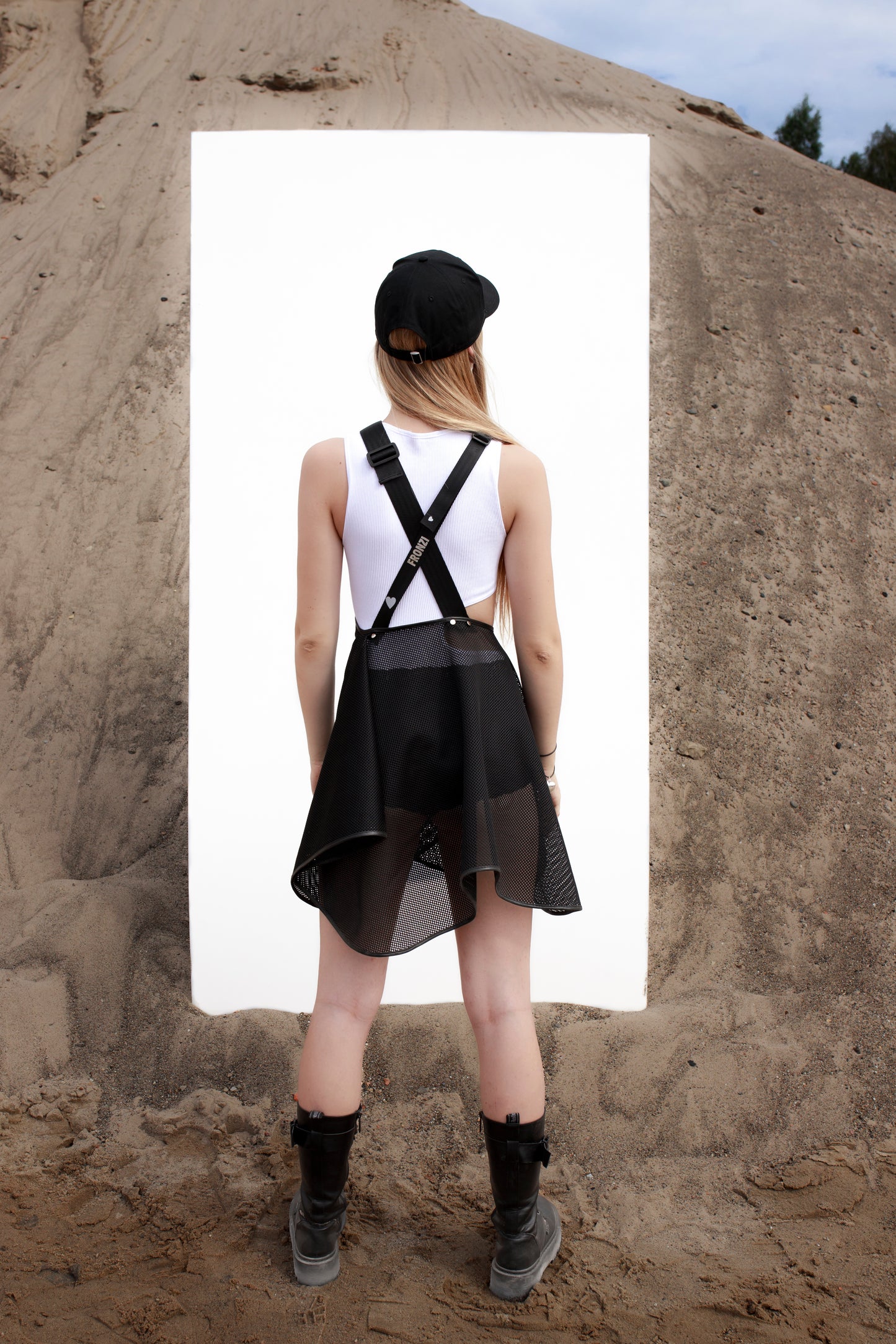 Black mesh skirt short