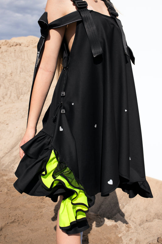 Neon dress with birds
