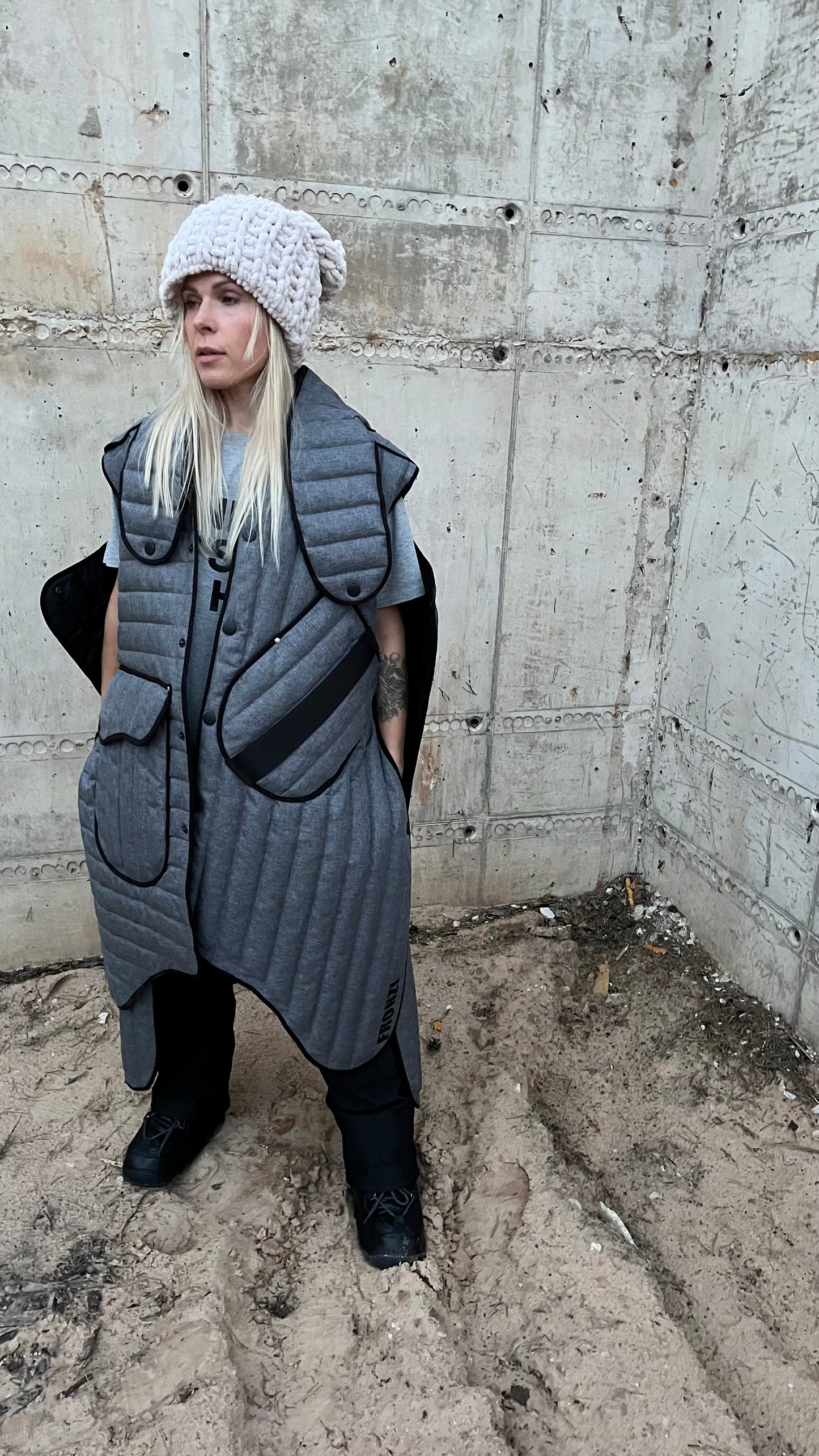 Quilted Coat with removable sleeves