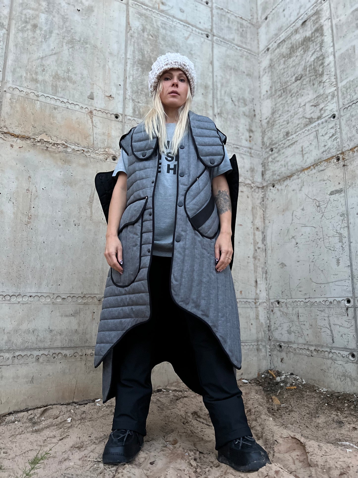 Quilted Coat with removable sleeves