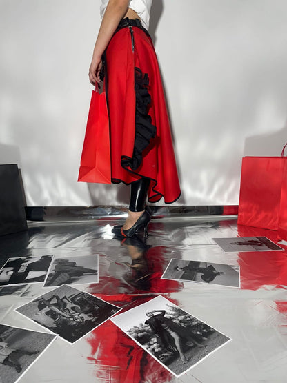 Red statement skirt