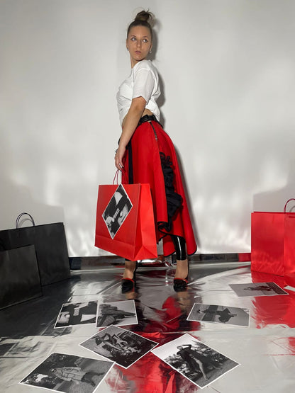 Red statement skirt